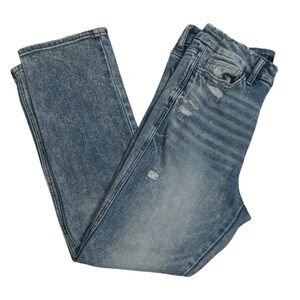 Flying Monkey Women's Blue Distressed High Rise Cropped Jeans